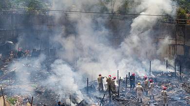 Shastri Park slum engulfed in flames