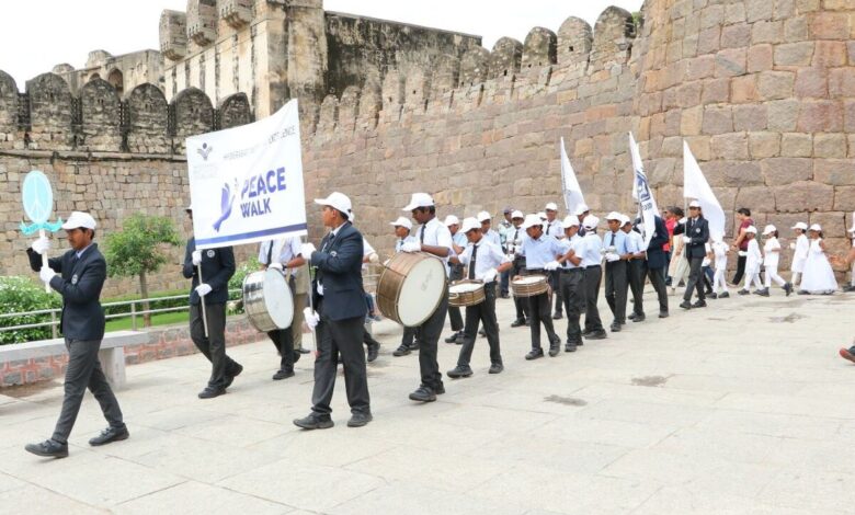 Hyderabad Institute of Excellence students march to mark International Peace Day