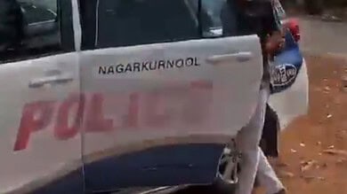 Nagarkurnool police car being used to create a reel.
