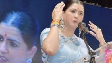 Kajal Hindusthani addresses a gathering in New York