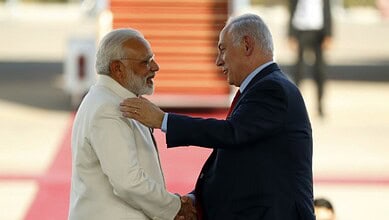 Indian Prime Minister Narendra Modi with his Israeli counterpart Benjamin Netanyahu