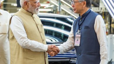 Prime Minister Narendra Modi speaks during the inauguration of 'Battery Electric Vehicle Exports to 100 countries' and 'Hybrid Battery Electrode Manufacturing' at Maruti Suzuki's Hansalpur manufacturing facility, in Ahmedabad district of Gujarat. (PMO via PTI Photo)