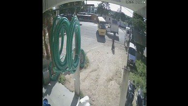 A mini truck hits a school bus in Medchal