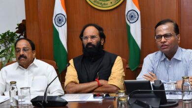 Ministers Uttam Kumar Reddy and Tummala Nageswar Rao along with chief secretary K Ramakrishna Rao review paddy procurement for 2025