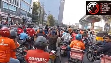 Gig workers carry out strike in Hyderabad on Christmas