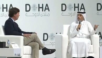Qatar PM Al Thani in conversation with Tucker Calsen