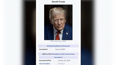Trump describes himself as Acting President of Venezuela in fake Wikipedia post