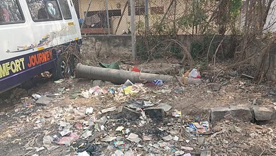 A big cannon lying in the dumps in Aliabad in Hyderabad's Old City.