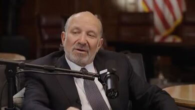 US Commerce Secretary Howard Lutnick speaks during a pod cast