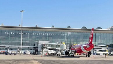 Image shows the Rajiv Gandhi International Airport