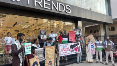 Protest Demonstrations Held at Reliance Trends Outlet in Secunderabad Against Complicity in Israel’s Genocide of Palestinians