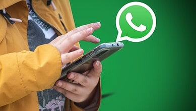 Person using a smartphone with WhatsApp logo, highlighting new parental control features for children und.
