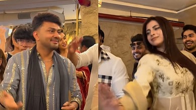 Farhanna Bhatt and Awez Darbar dancing at Iftar celebration, sparking social media outrage.