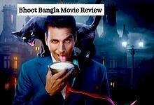 Akshay Kumar as Bhoot Bangla character with spooky background, movie review, horror film analysis.