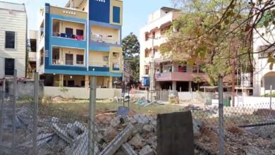 The image shows the government land now protected by HYDRAA, after seven people were arrested by Chandanagar police on Wednesday, April 1, for trying to grab that land.