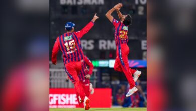 Lucknow Super Giants' Prince Yadav celebrates after the wicket of Delhi Capitals' captain Axar Patel during the Indian Premier League (IPL) 2026 cricket match between Lucknow Super Giants and Delhi Capitals, at Ekana Stadium in Lucknow, on Wednesday, April 1.