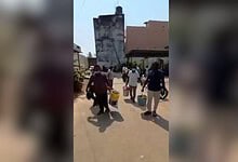 Residents of Mahabubabad dump trash at municipal office to protest delayed waste collection services.