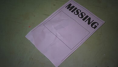 Missing persons poster for three minor girls from Domalguda, found at Secunderabad station.
