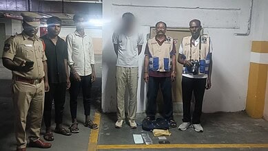 Madhapur police with convict Shaik Aman Ahmed