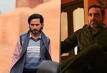 Two male characters from Raktanchal in intense scenes, one standing and one sitting in a dramatic setting.