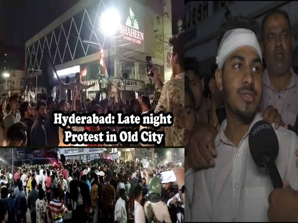 Protest against Raja Singh in Old City