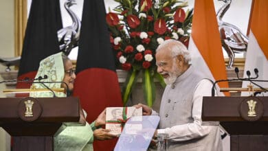 Prime Minister Narendra Modi and Bangladesh Prime Minister Sheikh Hasina meet