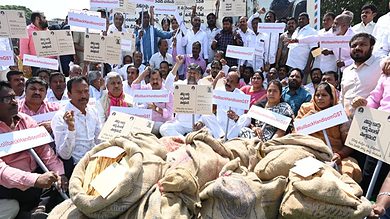 Weavers from Sircilla have been protesting and demanding that the pending bills and arrears be paid to them.