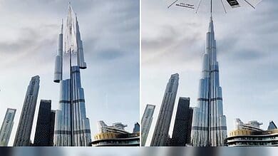 Giant umbrella covers Burj Khalifa in Dubai's Crown Prince video