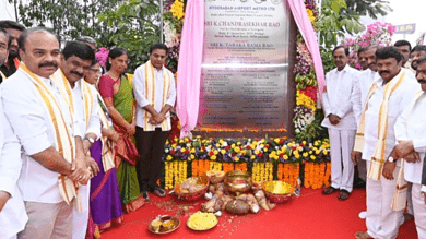 KCR lays foundation stone for Hyderabad Airport Express Metro