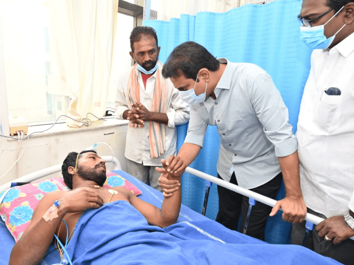 Hyderabad: KTR visits Khammam blast victims at NIMS