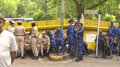 Security heightened at Jantar Mantar ahead of protesting wrestlers' march towards the new Parliament House.