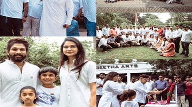 Allu Arjun celebrates I-Day with wife Sneha, kids, staff