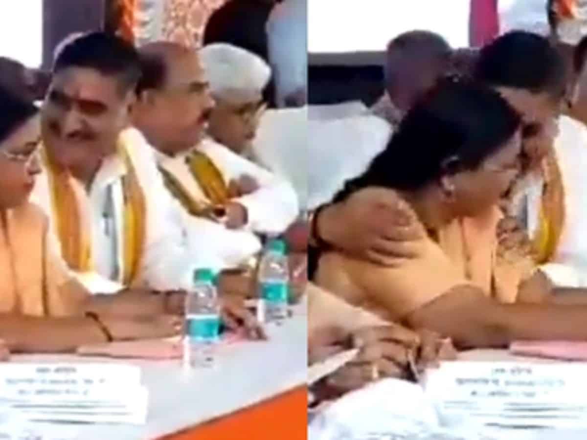 BJP MP caught on camera inappropriately touching women colleague