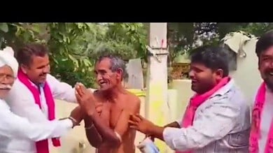 BRS supporters give man a forced bath amid poll campaign