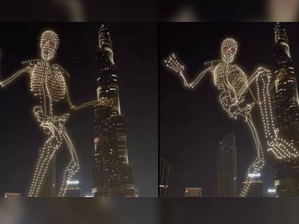 Is the video Halloween drone skeleton near Dubai's Burj Khalifa real?