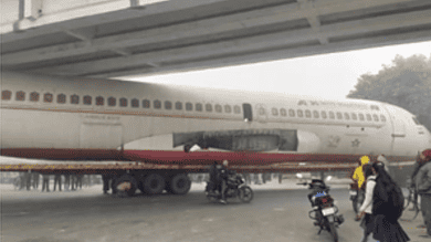 Aircraft stuck under a flyover in Bihar's East Champaran, causes traffic jams