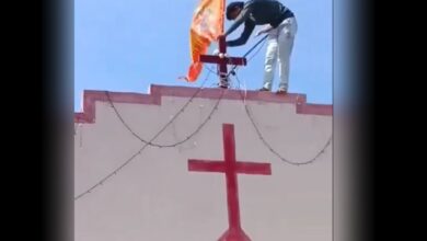 MP: Hindutva men plant saffron flgas atop church, chant Jai Shri Ram