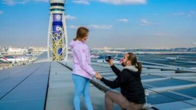 Video: World's first-ever proposal on Dubai airport rooftop
