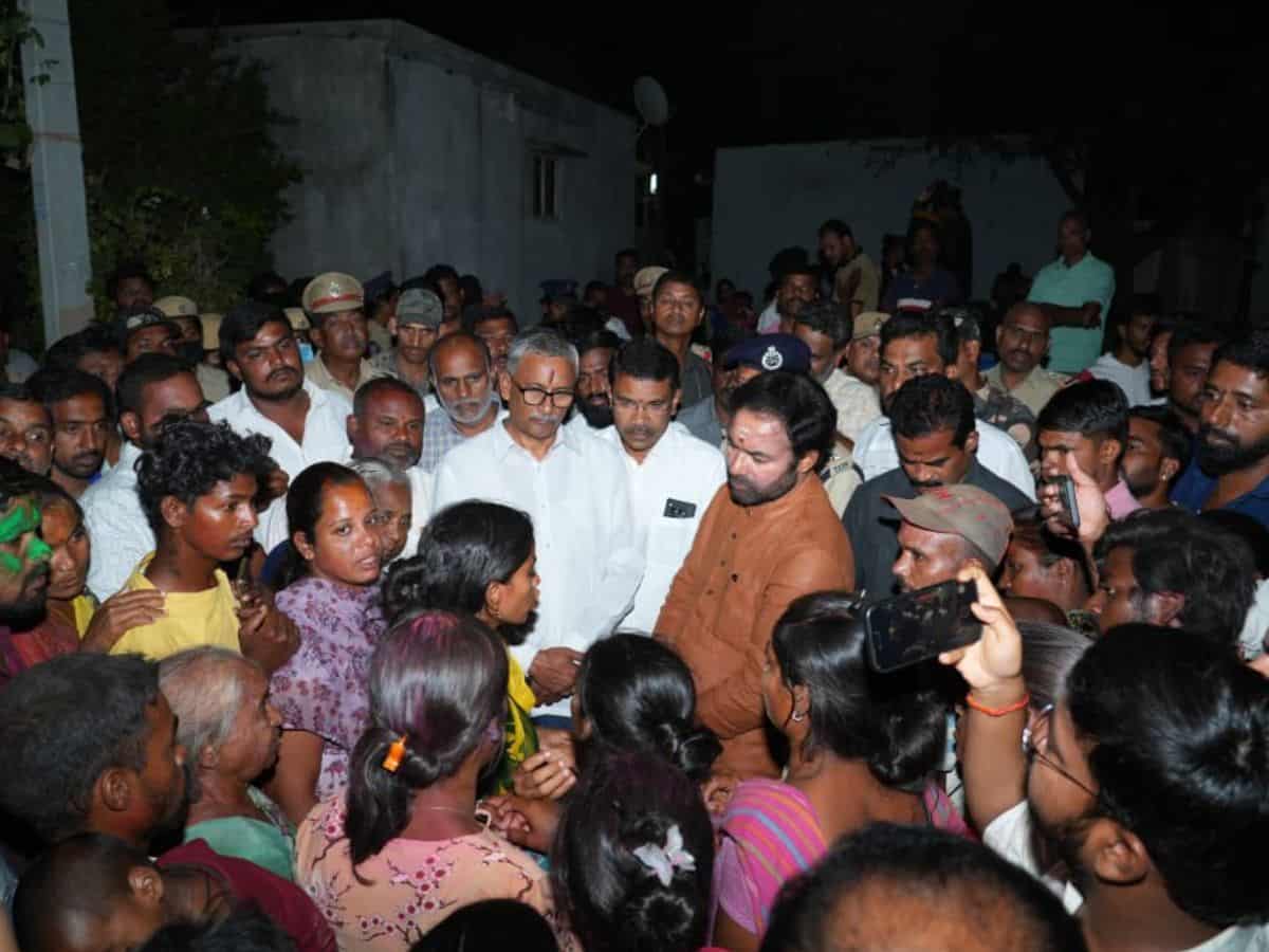 Kishan Reddy visits Chengicherla village after clashes