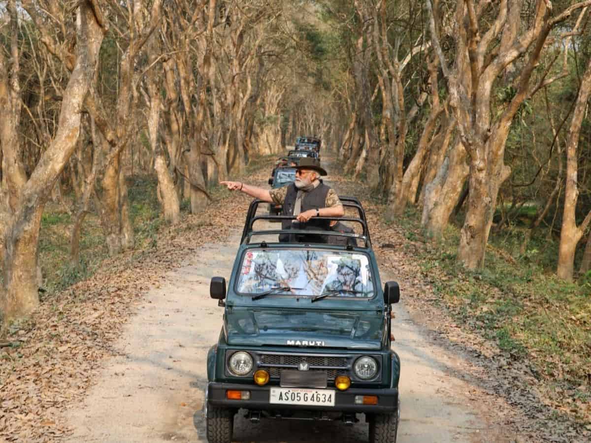 PM Modi takes safari in Kaziranga National Park