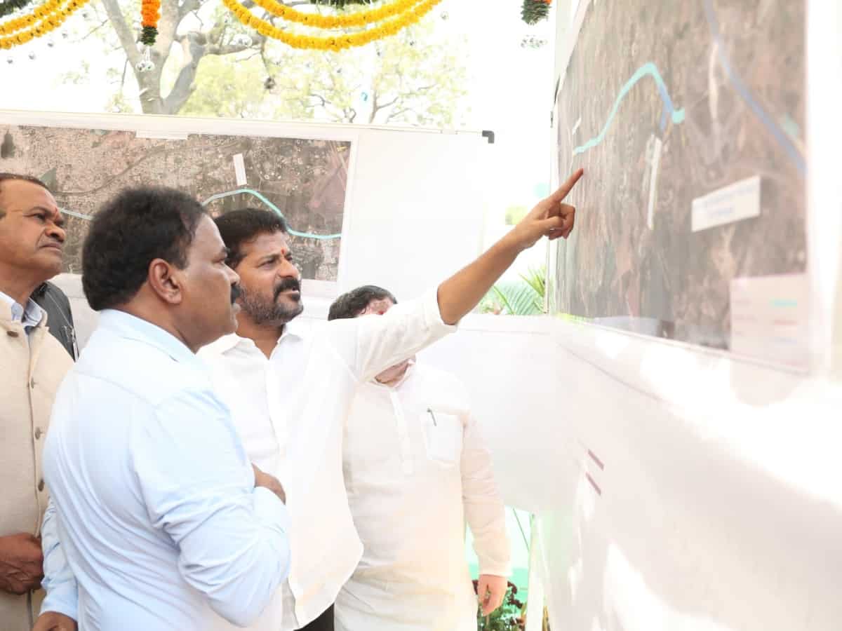 Revanth lays foundation for elevated corridor works in Secunderabad