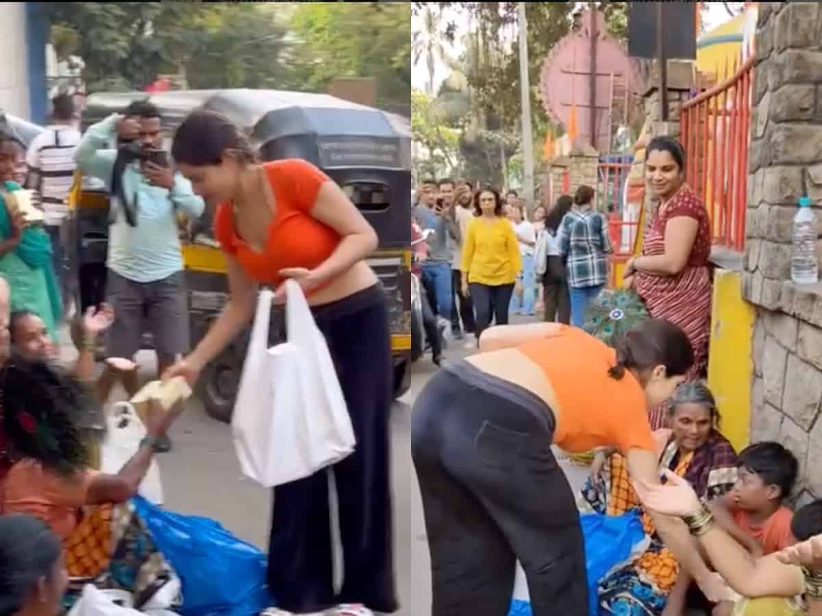 Sara Ali Khan helps beggars in Juhu; requests paps to not click her