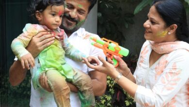Telangan CM Revanth Reddy and his wife with their Grandson
