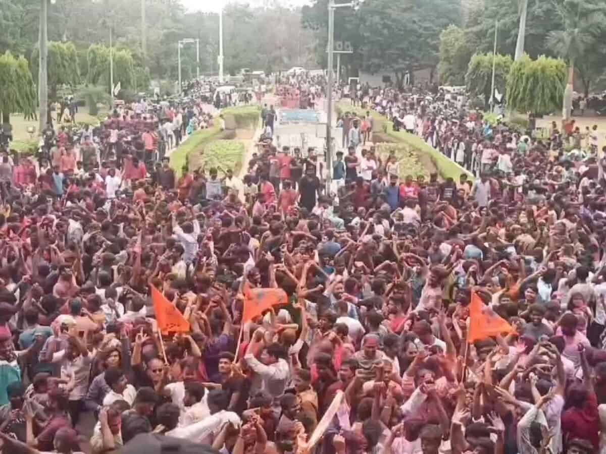 ABVP organizes Holi celebrations at OU in Hyderabad