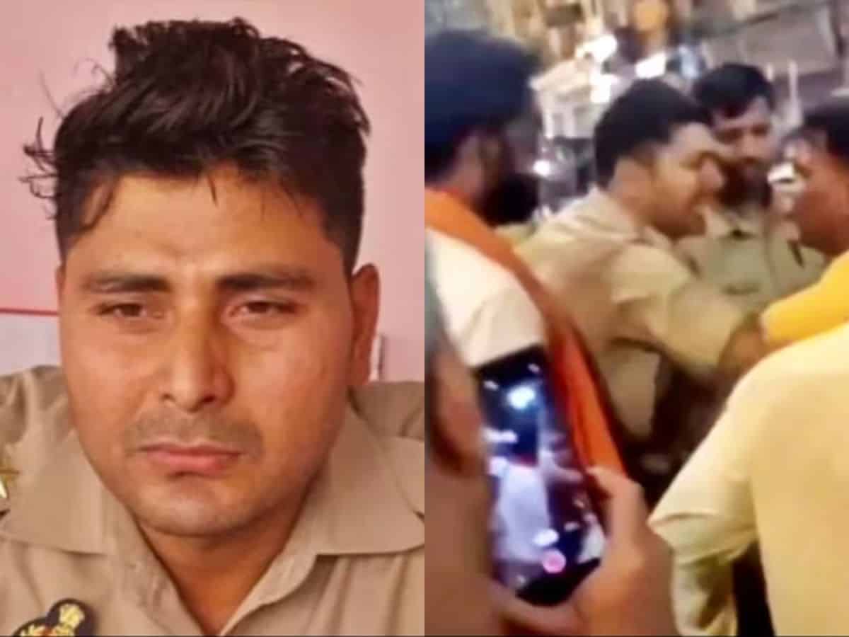 Video: Varanasi police inspector attacked by Hindutva men