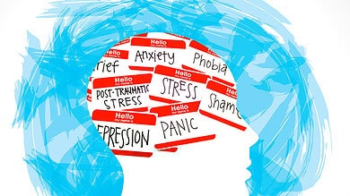 Illustrations showcasing mental health issues