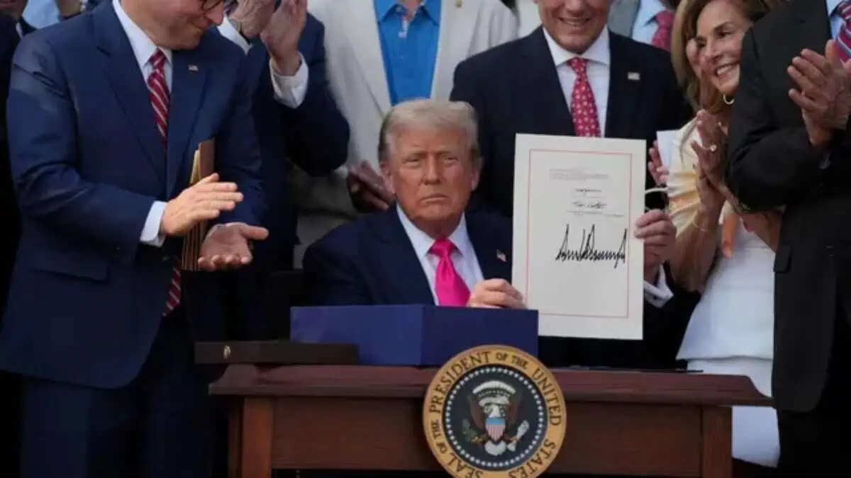 Us President Donald Trump signs One Big Beautiful Bill law on Saturday