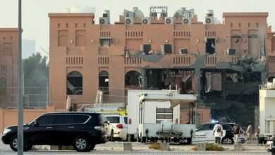 Damaged building in Doha, Qatar, following an Israeli strike on a Hamas headquarters, September 9, 2025.