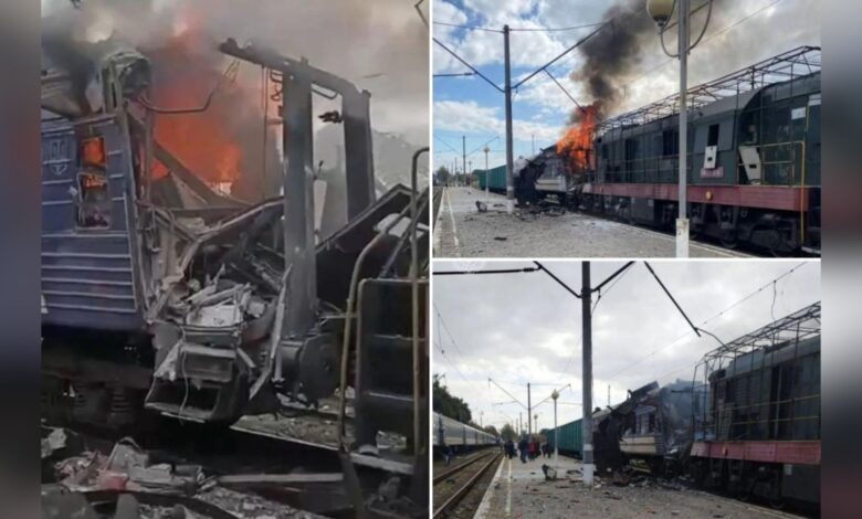 Russian drones struck a Ukrainian railway station on Saturday