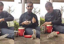 Man shares lunch with squirrels in an adorable moment